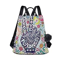 ALAZA Floral Peace Sign Gesture Backpack Purse for Women Anti Theft Fashion Back Pack Shoulder Bag