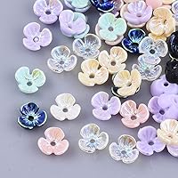 Pandahall 1000pcs Mixed Resin Flower Bead Caps Spacer Iridescent AB 3-Petal Flower Bead End Caps Assortment for DIY Earrings Necklace Jewelry Making Supplies Decoration 6x6.5mm