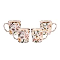 Bico Blooming Moment Ceramic Mugs, Set of 4, for Coffee, Tea, Drinks, Microwave & Dishwasher Safe