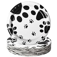 Paw Print Party Plates Patrol Birthday Decorations Dessert Paper Plates, 50pcs 7inch Disposable Round Plate for Kids’ Pet Dog Cat Puppy Party Tableware supplies