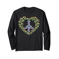 PEACE SIGN LOVE Shirt 60s 70s Tie Dye Hippie Costume Long Sleeve T-Shirt