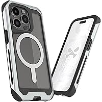 Ghostek Atomic Slim iPhone 15 Pro Case, Compatible with MagSafe Accessories, Aluminum Metal Frame, Supports Wireless Charging (6.1 Inch, Silver)