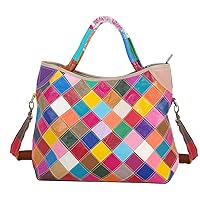 Women's Multicolor Tote Handbag Genuine Leather Design Hobo Shoulder Bag Purses