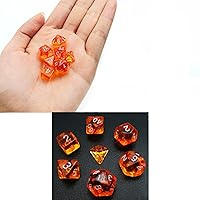 Bescon Mini Translucent Polyhedral RPG Dice Set 10MM, Small RPG Role Playing Game Dice Set D4-D20 in Tube, Transparent Orange