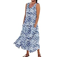Spring Dresses for Women 2024 Dress Summer Boho Casual Fashion Sleeveless Dress for Holiday Large Size