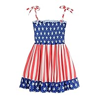 Girls 4th of July Dresses Toddler Kids Red White and Blue Dress Patriotic USA American Flag Fourth of July Outfit 2-7 Years