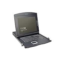 DIGITUS 19 inch/48.3 cm KVM Console with 17 inch/43.2 cm TFT Display (4:3), German Keyboard Layout, 1-Port KVM Module, Black