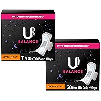 Balance Ultra Thin Overnight Pads with Wings, 152 Count (4 Packs of 38, 152 Feminine Pads Total)