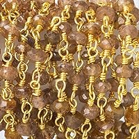 3mm Light Andalusite faceted rondelle Gold Chain by the foot