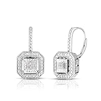 Natalia Drake Antique Style Drop Leverback Bridal 1/10 Cttw Diamond Earrings for Women in Rhodium Plated 925 Sterling Silver