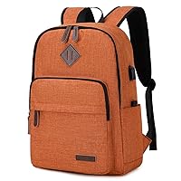 Laptop Backpack, Lightweight Bookbag Casual Daypack for Men and Women, College with USB Charging Port - Light Brown
