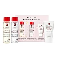 Centella Routine Travel Kit with Facial Cleansing Oil Makeup Remover (1 fl oz), Facial Cleansing Gel (1 fl oz) & Face Moisturizer Cream (20 ml) - Skin Care for Hydrated & Fresh-Looking Skin