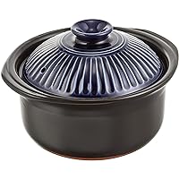 Ginpo Pottery Chrysanthemum Flower Rice Earthenware, Banko Ware (3 Cook/Lapis/Double Lid) 