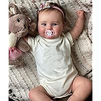 20 Inches Real Baby Size Rooted Hair Lifelike Smiling Reborn Baby Doll Crafted in Full Body Silicone Vinyl Anatomically Correct Realistic Newborn Girl Dolls Waterproof Toy for Girls
