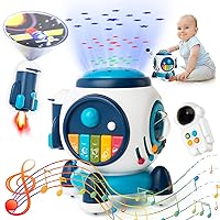 Baby Musical Toys for Toddlers 1-3, Light up Music Crawling Toy Infants 6 to 12 Months Baby Development Sensory with Piano Keyboard/Projection Flashlight/Birthday Gifts for Kids