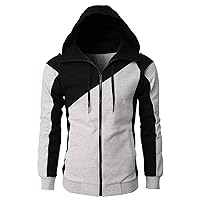 Full Zip Hoodies For Men Color Block Cotton Hooded Big And Tall Heated Lightweight Hoody Casual Basic Sweatshirt