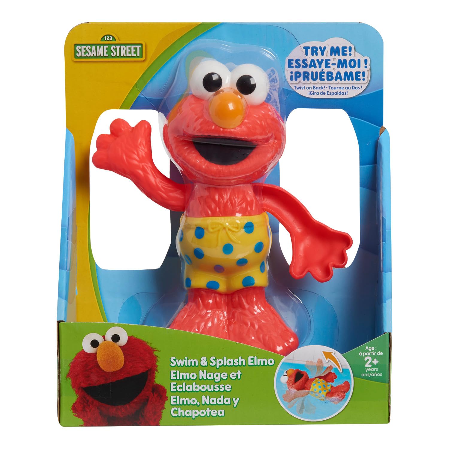 Sesame Street Swim and Splash Elmo Wind Up Bath and Pool Toy, Officially Licensed Kids Toys for Ages 2 Up by Just Play