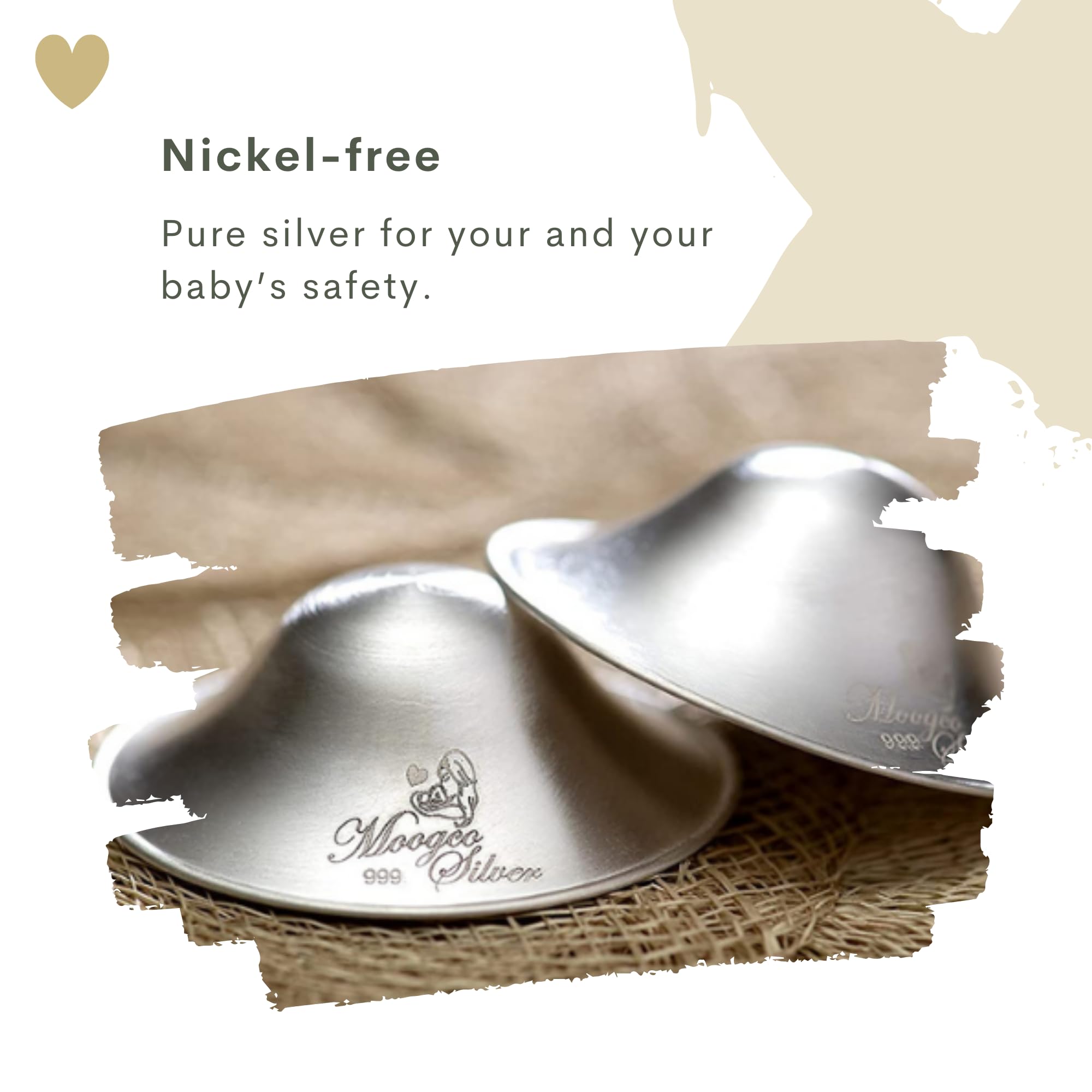 The Original Silver Nursing Cups - 999k Silver Cups - Nipple Shields for Nursing Newborn - Newborn Essentials Must Haves - Nipple Covers Breastfeeding - 999 Silver