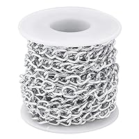 Pandahall 5M/5Yard Aluminum Curb Chain Link Silver Color Twisted Cross Necklace Finding Chains with Spool for Jewelry Making DIY Crafts Findings Supplies 10x6.5x1.8mm