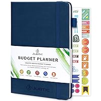JUBTIC Budget Planner, Monthly Budget Book, 2023-2024 Finance Planner with Expense Tracker Notebook, Account Book for Home Office Work - Undated,12 Month, A5 Size, Navy Blue