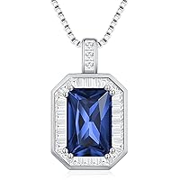 CDE Square Birthstone Necklaces for Women, 925 Sterling Silver Pendant Necklace for Women, Birthday Anniversary Christmas Jewelry Gift for Women Wife Mom Her