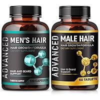 Hair Growth Vitamins For Men - Anti Hair Loss Pills. Regrow Hair & Beared Growth Supplement For Volumize, Thicker Hair.Support Thinning Hair With Biotin.