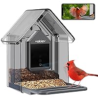 Smart Bird Feeder with Camera,Free AI Forever, Wild Birds Live View,App Notify When Birds Detected,1080P HD Capture Bird,Stylish Appearance Bird House, (Support2.4G WiFi)