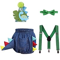IBTOM CASTLE Baby Boy Dinosaur 1st/2nd/3rd Birthday Cake Smash Outfit Dinosaur Tail Shorts/Diaper Cover for Photo Prop