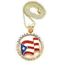 Puerto Rico Flag Pendant with Necklace