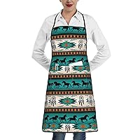 Hawaii Flower Print Novelty Kitchen Apron with Pockets for Women Cooking Baking Gardening Adjustable