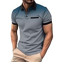 Men's Polo Shirts Lapel Short Sleeve Casual Polo T Shirts for Men Gradient Dot Print Golf Shirts Bussiness Leisure Tops