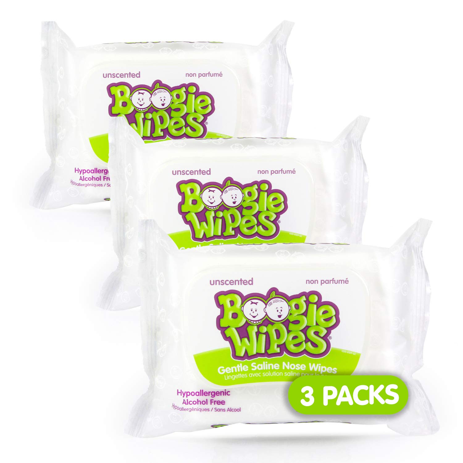 Eleeo Brands Hand, Face and Nose Wet Boogie Wipes for Kids & Baby, Alcohol Free, Wipes Away Dirt & Germs, Soft Natural Saline Tissue with Aloe, Chamomile and Vitamin E, Unscented, 30 Count (Pack of 3)