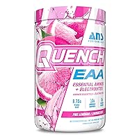 Quench EAA Aminos + Electrolytes - Complete Blend of 9 EAAs - 10g Total Amino Acids - Vitamins, Antioxidants, Electrolytes - Zero Sugar, Carbs, Calories (Pink Lemonade)