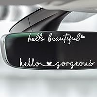 6X Hello Beautiful Gorgeous Rear View Mirror Accessories Vinyl Decal Car Decorations for Girls Vanity Mirror Stickers Car Decals Stuff for Women