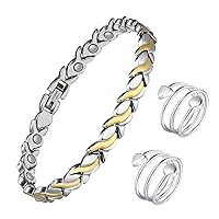 Lymphatic Drainage Magnetic Rings for Women,Adjustable Therapy Titanium Steel Magnetic Bracelet for Women, Magnetic Lymph Detox Ring