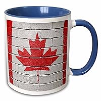 3dRose Canada Canadian Flag on Brick Wall National Country Mug, 1 Count (Pack of 1), Blue
