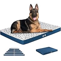 KROSER Dog Bed Crate Mat for Small, Medium, Large and Extra Large Dog/Cats, Stylish Dog Bed Pad Mattress (Cool & Warm) with Waterproof Linings, Pet Mat with Removable Machine Washable Cover, Grey/Navy