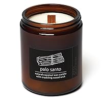 Hemlock Park Crackling Wood Wick Candle Handcrafted with Natural Coconut Wax and Essential Oils (Palo Santo, Standard 8 oz)