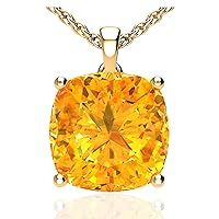 Belinda Jewelz 14k White or Yellow Gold Cushion Gem Birthstone Pendant Necklace