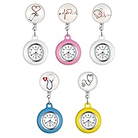 Retractable Nurse Watch Clip On with Secondhand Stethoscope Lapel Fob Pocket Watch Doctor Nurse Watch Simple Silicone Cover for Women and Men Christmas