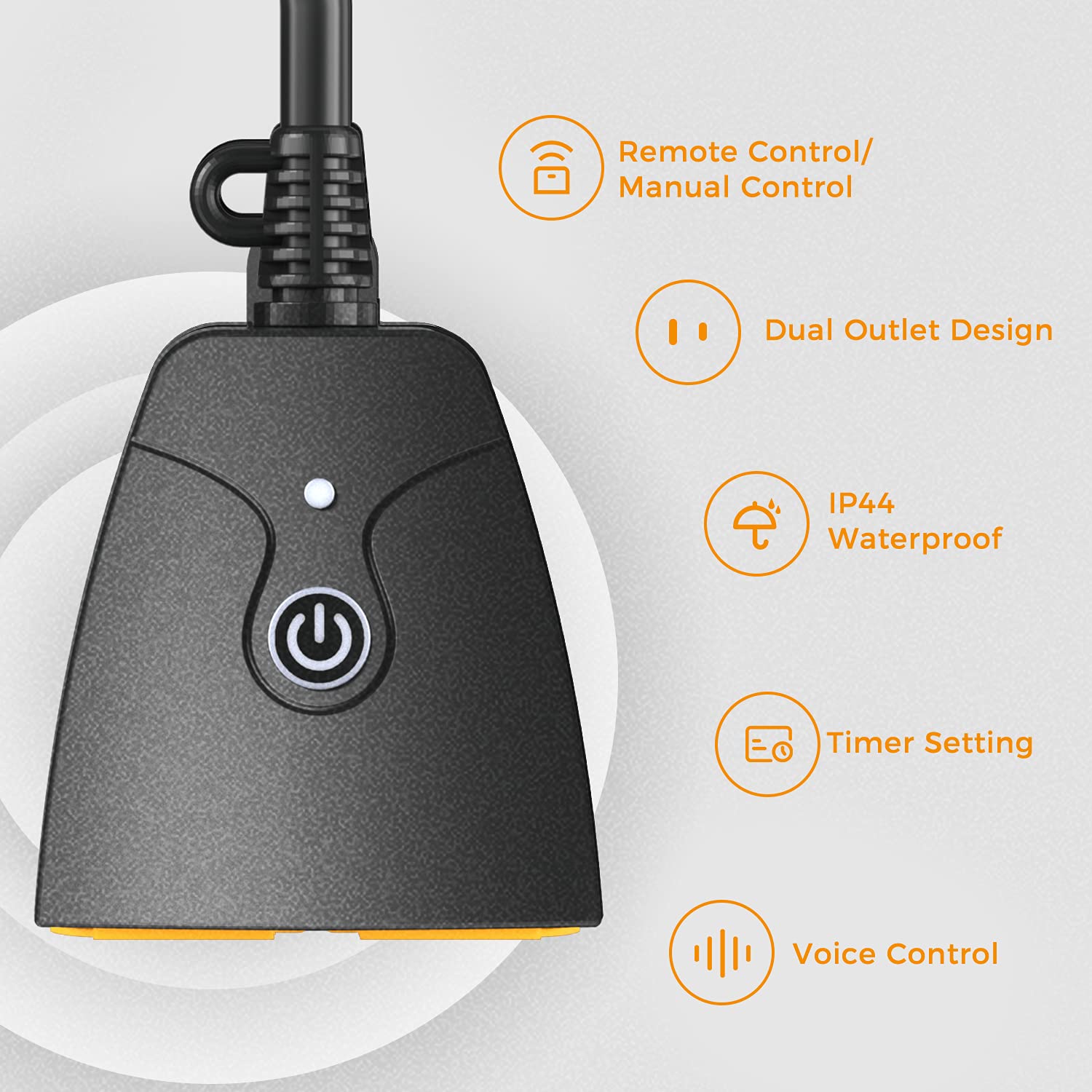 Outdoor Smart Plug, Works with Apple HomeKit, Siri, Alexa, and Google Assistant, Refoss WiFi Outlet with 2 Grounded Sockets IP44 Waterproof, FCC & ETL Certified