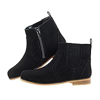 LseLom Girls Chelsea Boots Ankle Boots for Girls with Zipper Short Suede Booties Fashion Boots for Toddler/Little Kids