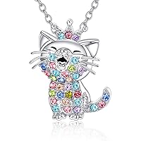 Kitty Cat Pendant Necklace Jewelry for Women Girls Cat Lover Gifts Daughter Loved Necklace 18+2.4 inch Chain