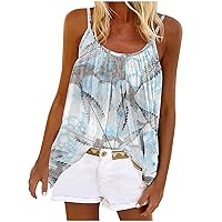 Women Retro Tie Dye Beach Camisole Summer Sleeveless Spaghetti Strap Cami Tops Fashion Casual Flowy Babydoll Tanks