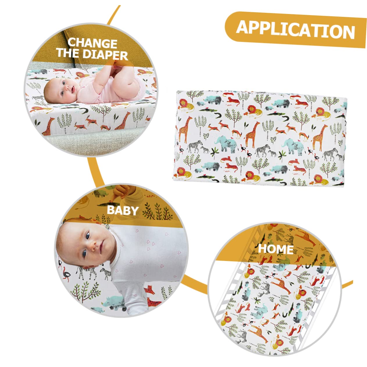 ERINGOGO Removable Fabric Cover Infant Diapers Changing Pad Cover Changing Table Cover Changing Table Pad Cover Changing Table Pads Printing Polyester Liner Baby