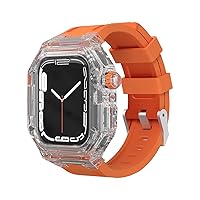Transparent Case Modification Kit，For Apple Watch 8 7 6 SE 5 4 44MM 45MM 41MM 40MM Fluororubber Band Watch Sport Bracelet Replace，With Tool