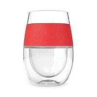 HOST Cooling Cup Plastic Double Wall Insulated Freezable Drink Chilling Tumbler with Freezing Gel Glasses for Red and White Wine, 8.5 oz, Glitter, Set of 1