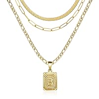 Gold Initial Necklaces Gift for Women,18K Gold Plated Dainty Layering Paperclip Link Chain Necklace Personalized Initial A-Z Layered Gold Necklaces for Women