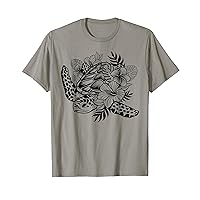 Turtle with Flowers For Men Women Turtles Animal Lovers T-Shirt