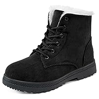 HARENCE Winter Snow Boots for Women: Warm Fur Lined Ankle Booties Lace Up Slip on Outdoor Walking Womens Boots